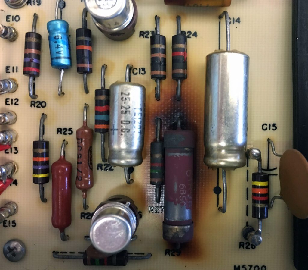 program line amplifier module with heat damage
