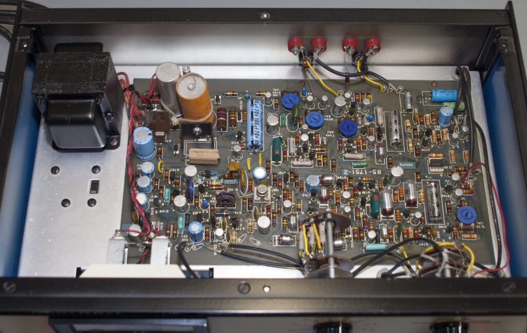 A close up of the inside of an electronics device.