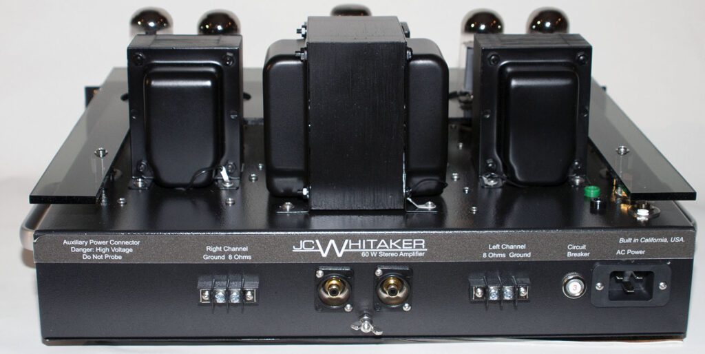 60 W stereo power amplifier rear panel