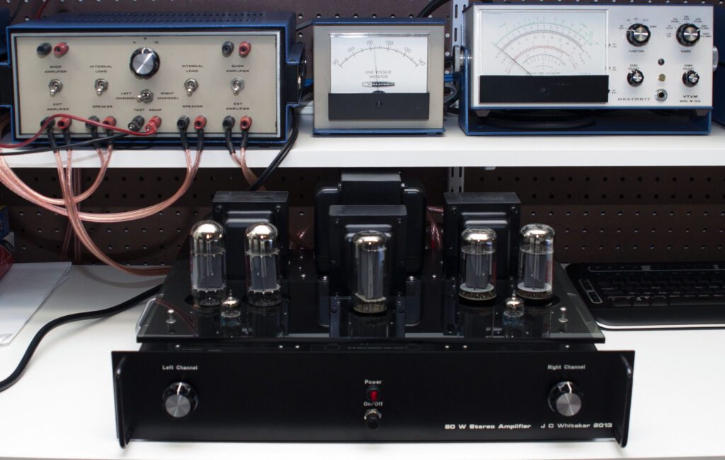 60 W stereo amplifier on the workbench