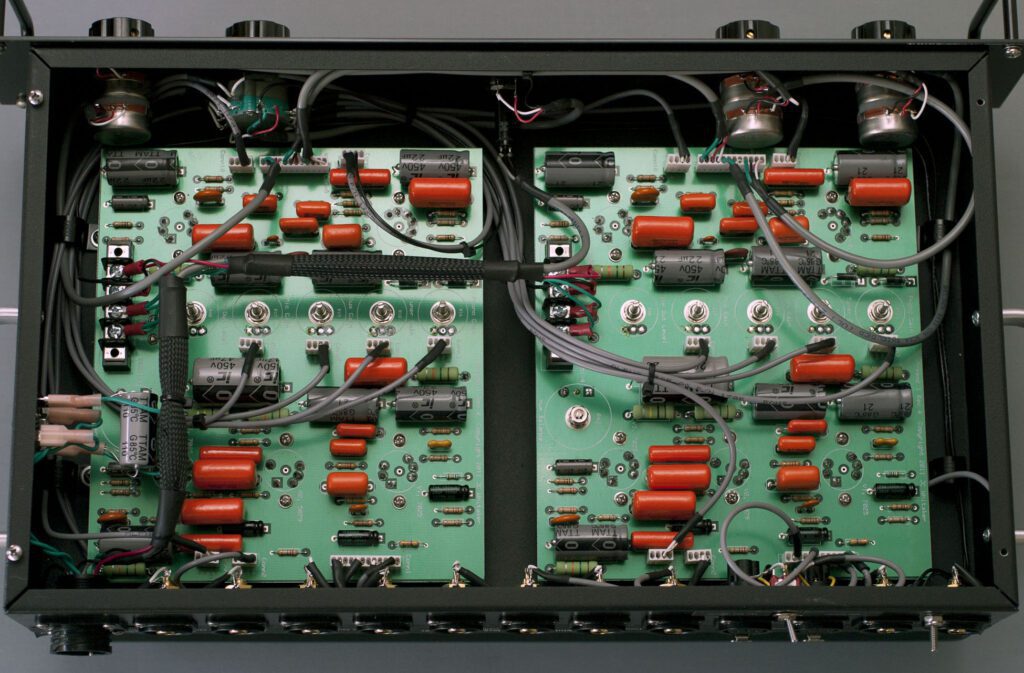 under chassis view of the stereo preamp