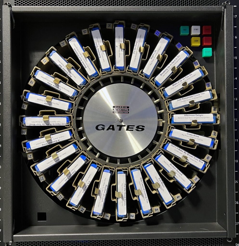 A large circular device with many cards on it.