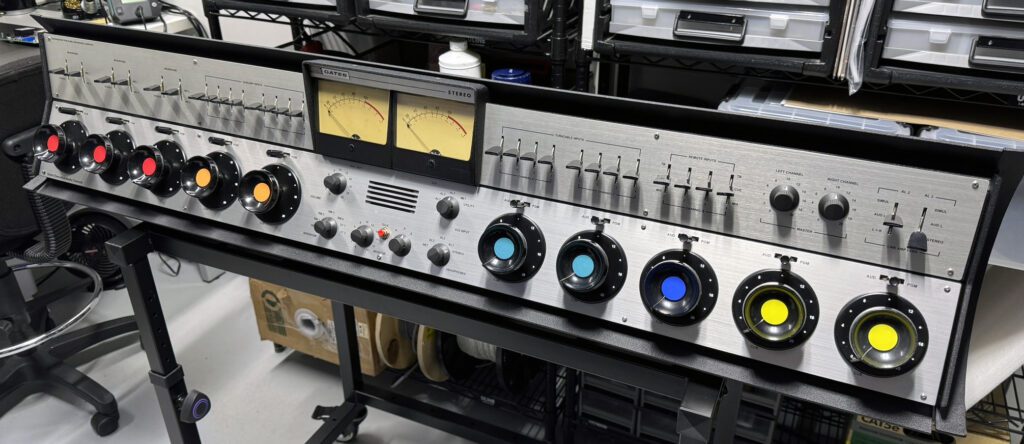 A large metal rack with some electronic equipment.